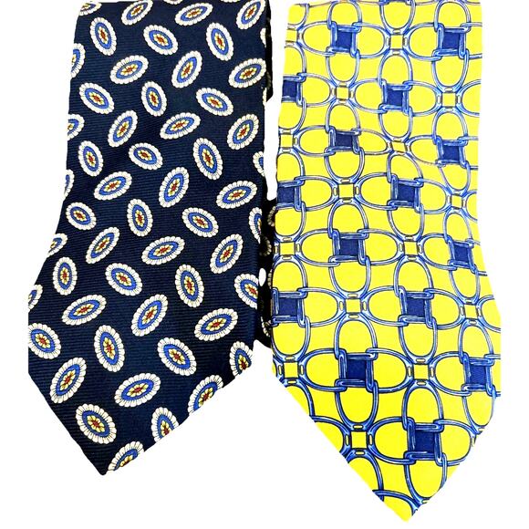 2 Ties brooks brothers yellow blue gorgeous fun design - Picture 3 of 8